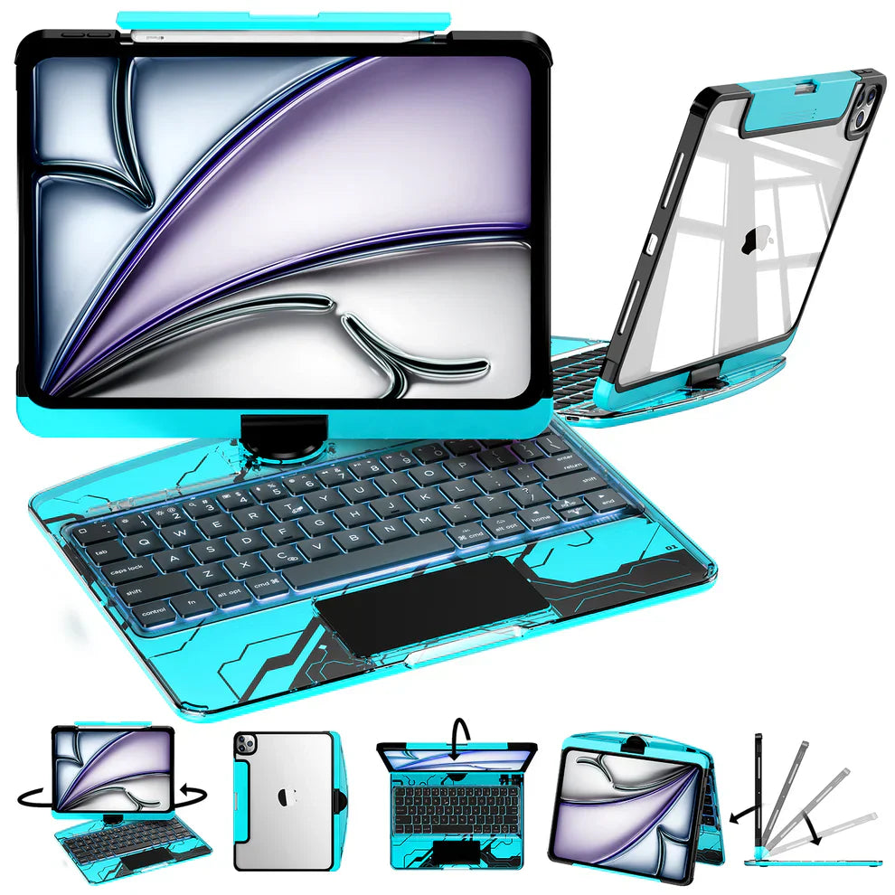 TabShell Y2K Transparent White 360° Rotating iPad Keyboard Case