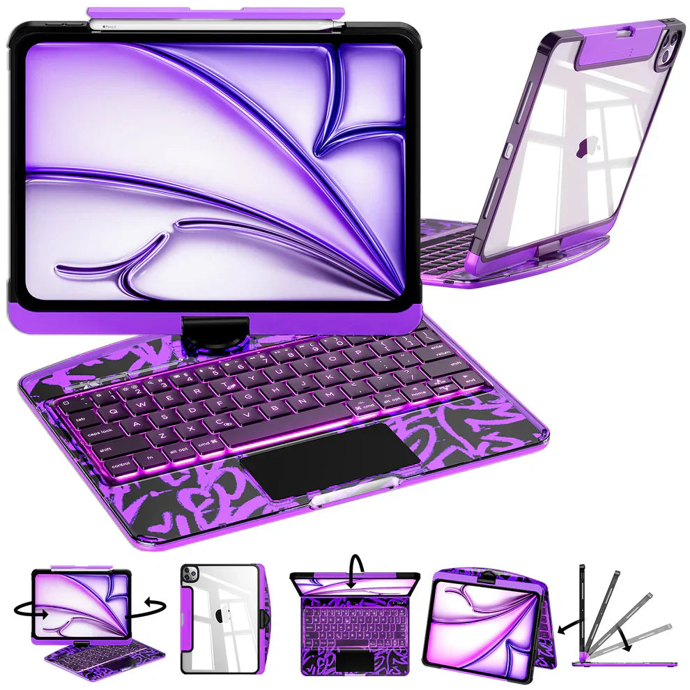 TabShell Y2K Transparent Black 360° Rotating iPad Keyboard Case
